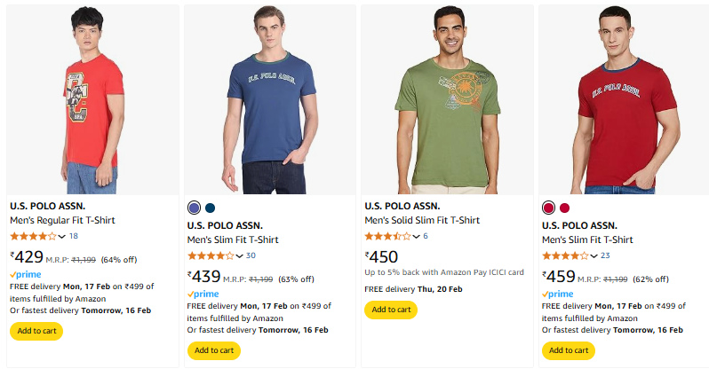 Image of U.S. POLO ASSN. Men's T-shirt Minimum 60% Discount