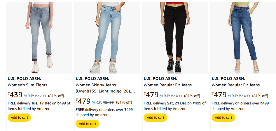 Image of U.S. POLO ASSN. Women's Jeans up to 81% Discount