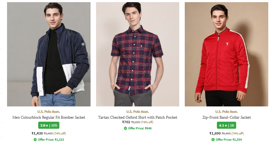 Image of U.S Polo Assn. Men Fahion Clothes upto 70% Discount+Extra offer Price