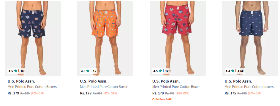 Image of U.S. Polo Assn. Men Printed Pure Cotton Boxers Starting at ₹175