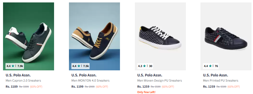 Image of U S Polo Assn Men's PU Sneakers at Minimum 60% Discount