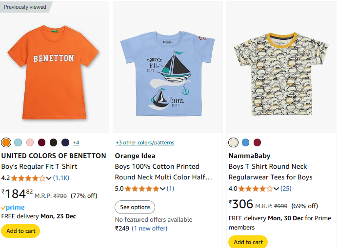 Image of UNITED COLORS OF BENETTON Boy's T-Shirt Starts @ ₹184