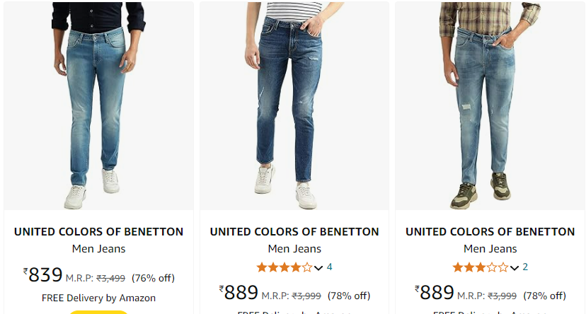 Image of UNITED COLORS OF BENETTON Men Jeans up to 80% discount 