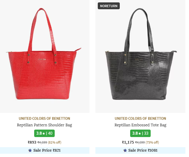 Image of UNITED COLORS OF BENETTON Shoulder Bag Minimum 80% Discount