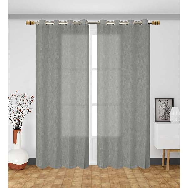 Image of Ultica Fab Grey Cotton Linen Sheer Curtains