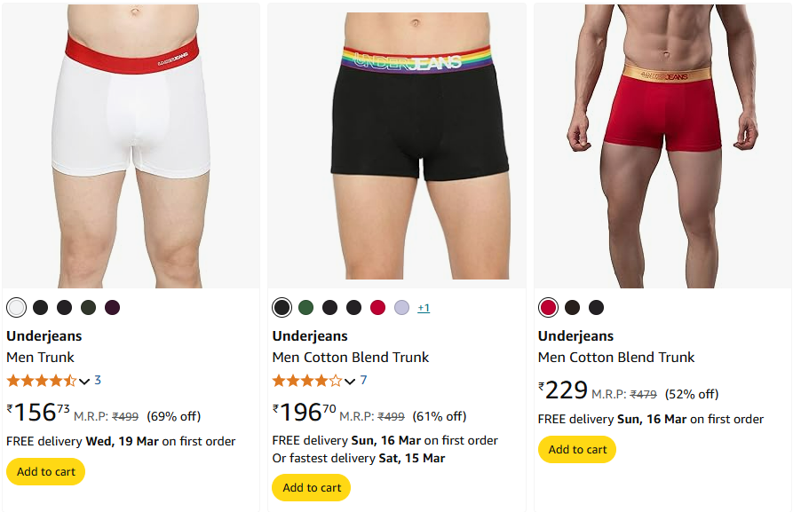 Image of Underjeans Men Trunk Starting Price@ ₹156