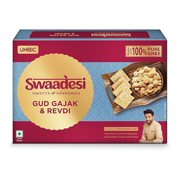 Image of Unibic Swaadesi Gud Gajak & Revdi I Made with Pure Ghee I I Sesame Chikki | Til Chikki |360g