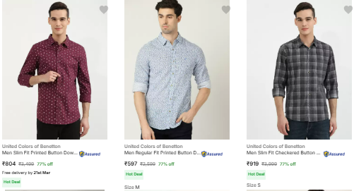 Image of United Colors of Benetton Men Fashion Shirt Minimum 70% Discount