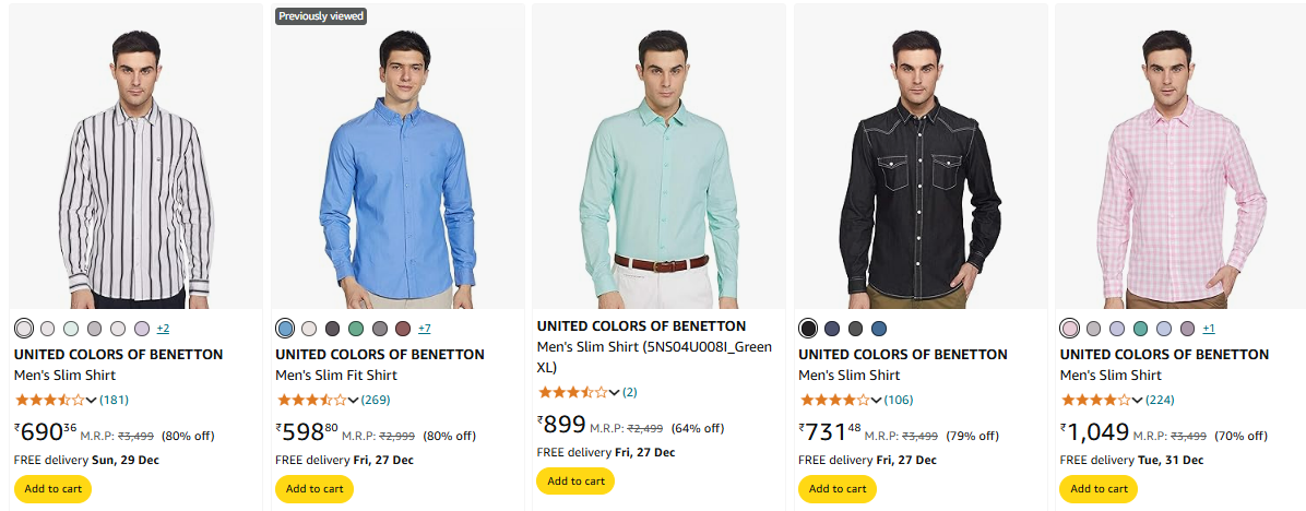 Image of United Colors of Benetton Men's Shirt min. 64-80% Discount