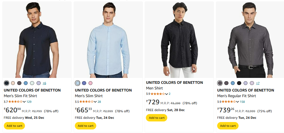 Image of United Colors of Benetton Men shirts up to 78% Discount