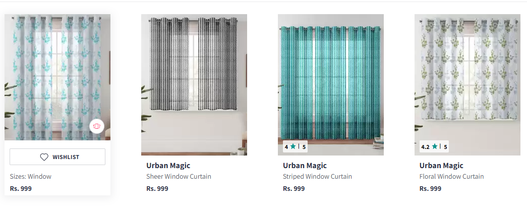 Image of Urban Magic Sheer Window Curtain Starting at ₹999