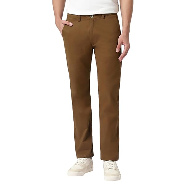 Image of Urbano Fashion Cotton Slim Fit Casual Chinos Trousers Stretch