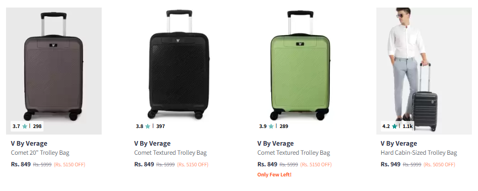 Image of V By Verage Comet Cabin Hard Sided Trolley Bags Starts Price @ ₹849