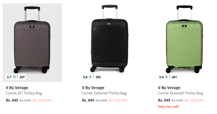 Image of V By Verage Hard Sided Trolley Bags @ Start ₹849