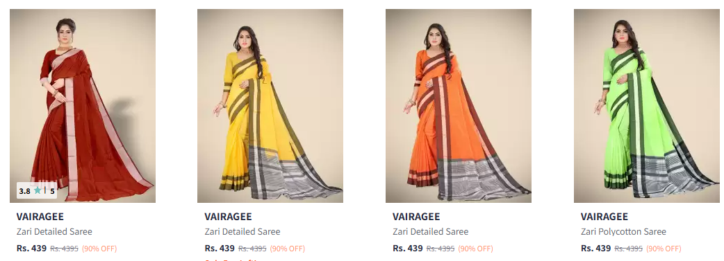 Image of VAIRAGEE sarees Flat 90% Discount