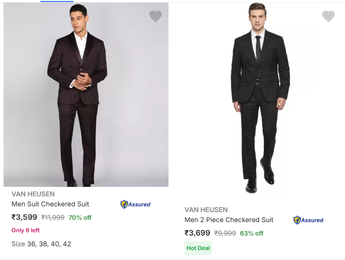 Image of VAN HEUSEN Brand Men's Checkered Suit @ Up to 70% Discount