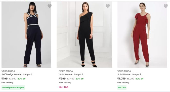 Image of VERO MODA Brand Women's Jumpsuits @ Flat 80% Discount