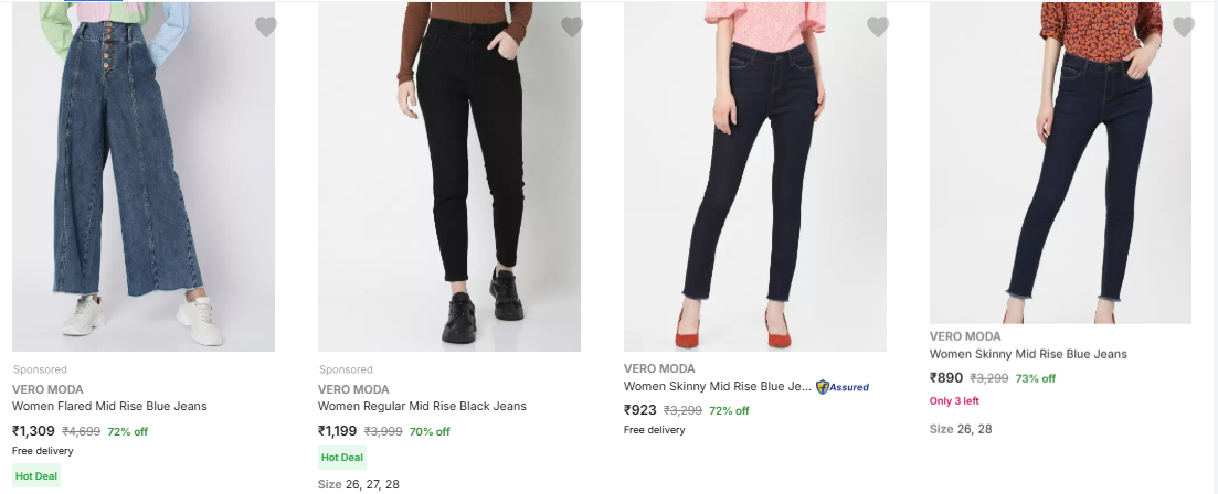 Image of VERO MODA Women Jeans minimum 70% Discount