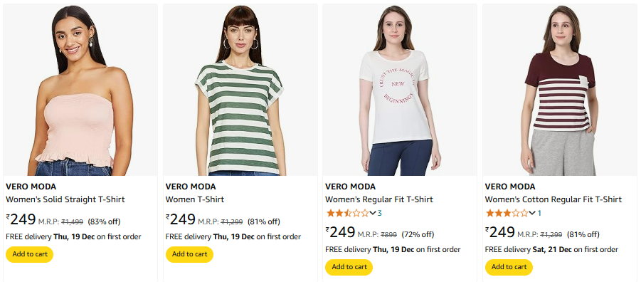 Image of VERO MODA Women's T-Shirt up to 83% Discount