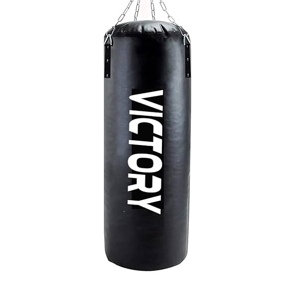 Image of VICTORY Heavy Synthetic Leather Boxing Punching Bag Black 