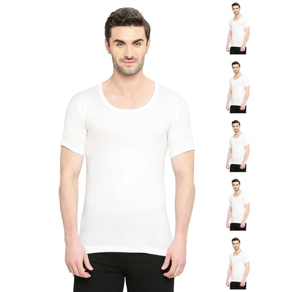 Image of VIP® Bonus Classic Men Round Neck Premium Cotton Vest with Sleeves (Pack of 6)