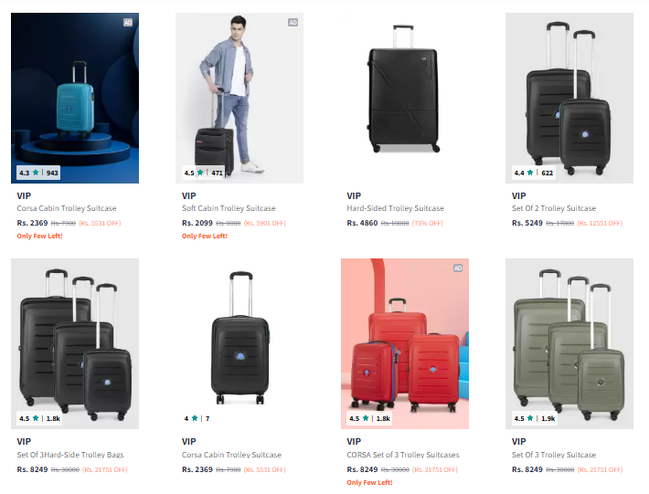 Image of VIP Luggage Bags with a Minimum 80% Discount