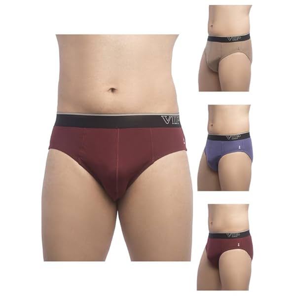 Image of VIP Regal 1000 Men's Solid Cotton Briefs | Pack of 3 | Assorted Colours