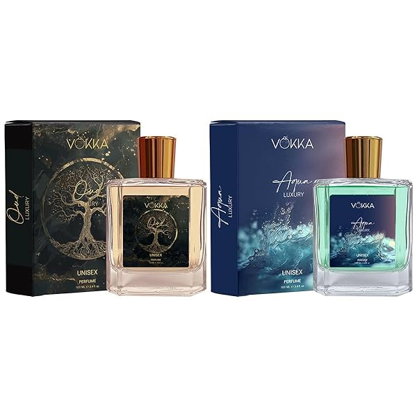 Image of VOKKA Oud & Aqua 200 ml | Pack of 2 x 100ml Unisex Luxury Long Lasting Woody Aquatic Perfume