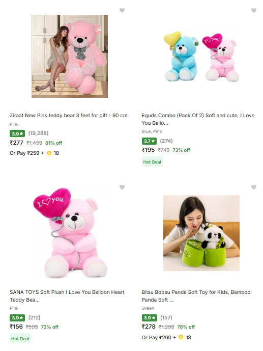 Image of Valentine Deals BIG SIZE : Teddy Bear Starting At ₹156