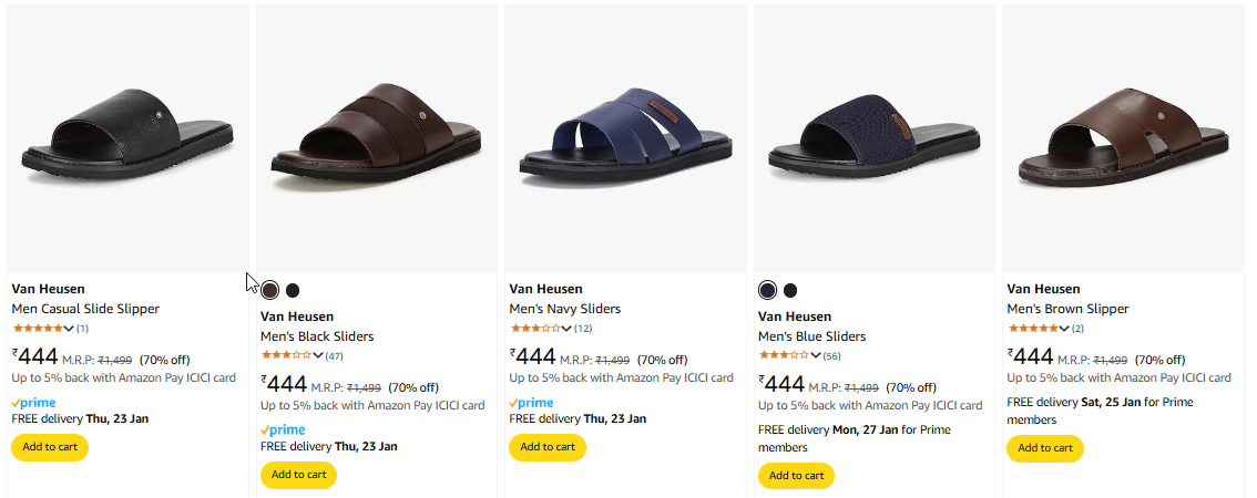 Image of Van Heusen Men Casual Slide Slipper Starting @ ₹444