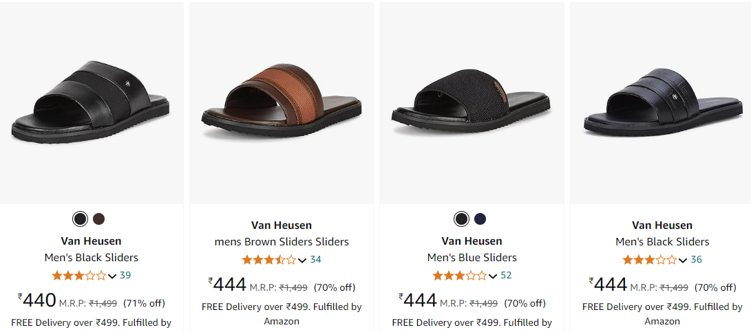 Image of Van Heusen Men's Blue Sliders up to 70% discount starting at ₹440