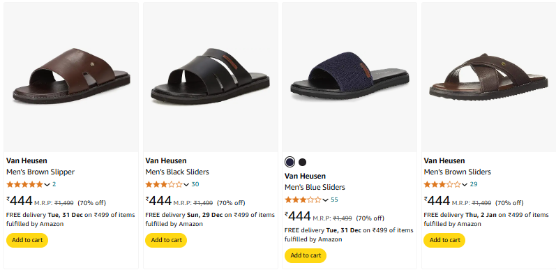 Image of Van Heusen Men's Brown Slipper Starts @ ₹400