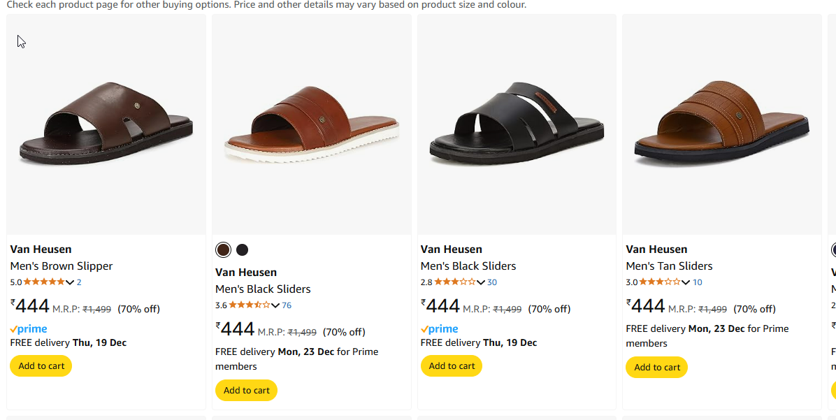 Image of Van Heusen Men's Brown Slipper starting at ₹444 upto 70% Off