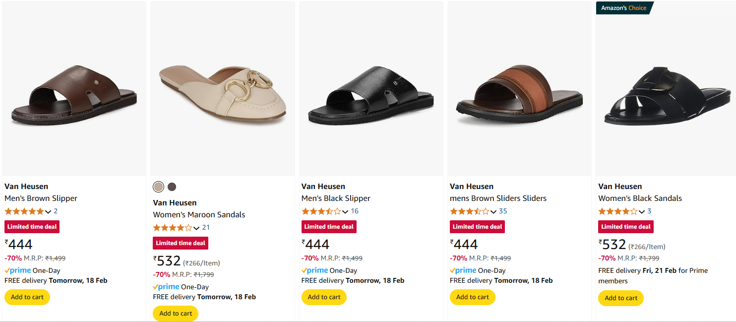 Image of Van Heusen Men's & Women's Slipper & sandels Flat 70% Discount