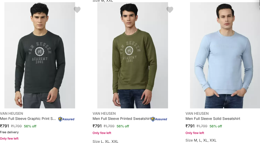 Image of Van Heusen Mens Sweatshirts : Minimum 50% Discount 