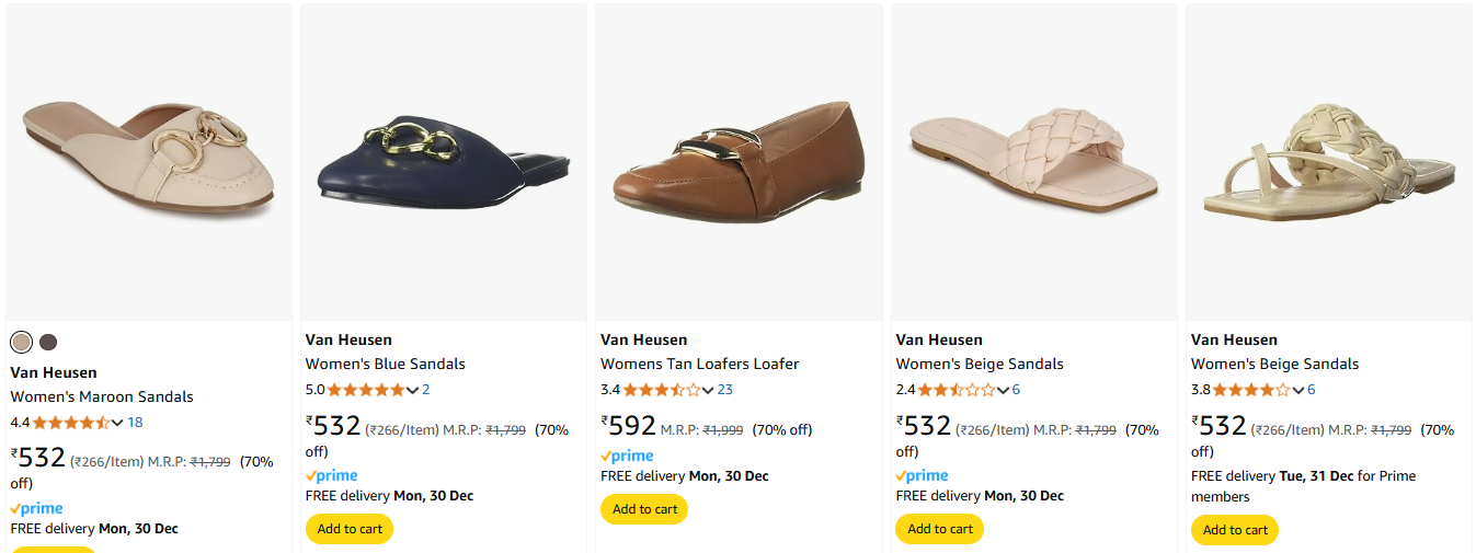 Image of Van Heusen Women's Footwear Flat 70% Discount