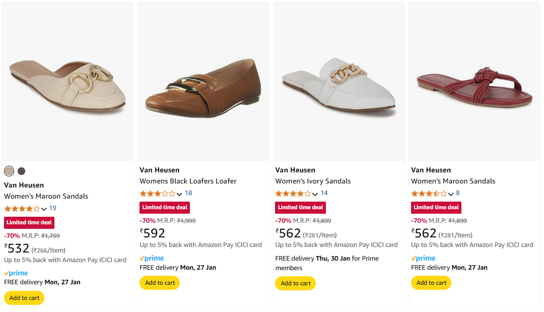 Image of Van Heusen Women's Footwear Flat 70% Discount