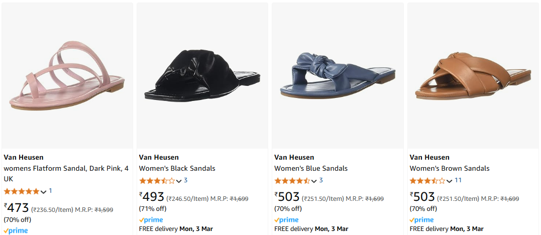 Image of Van Heusen Women's Sandals Starting at ₹473