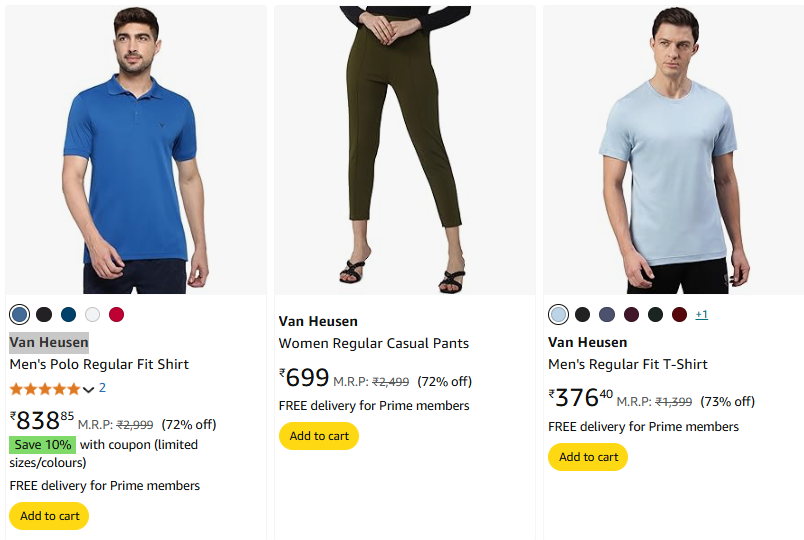 Image of Van Heusen fashion Minimum 72% Discount