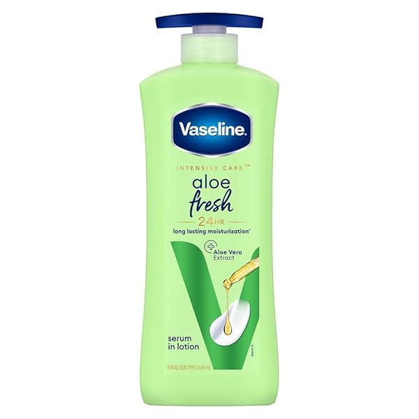 Image of Vaseline Aloe Fresh Body Lotion,24 HR Long Lasting Moisturisation, 600ml