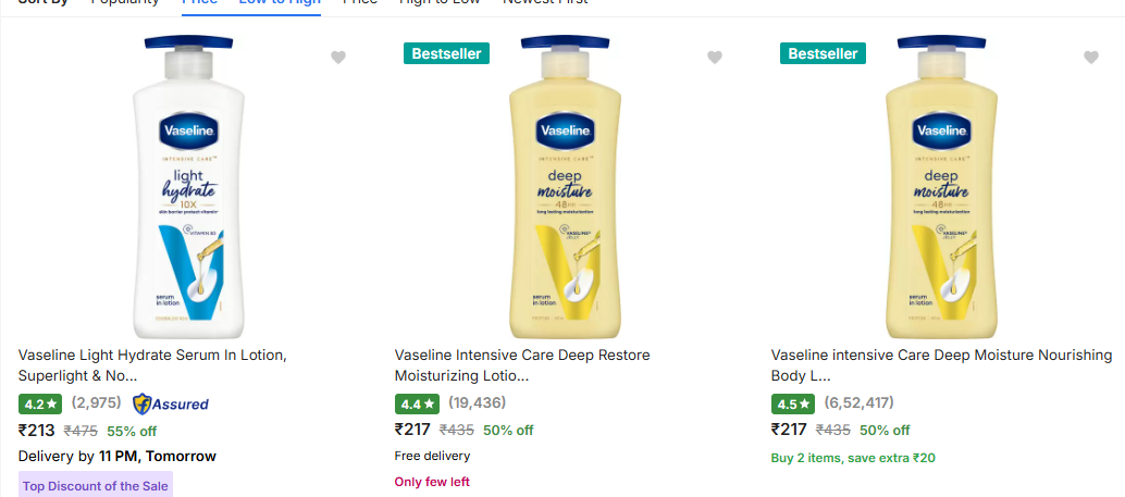 Image of Vaseline Beauty And Grooming Proudect Up-to 85% Discount