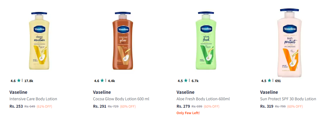 Image of Vaseline Body Lotion up to 61% Discount 