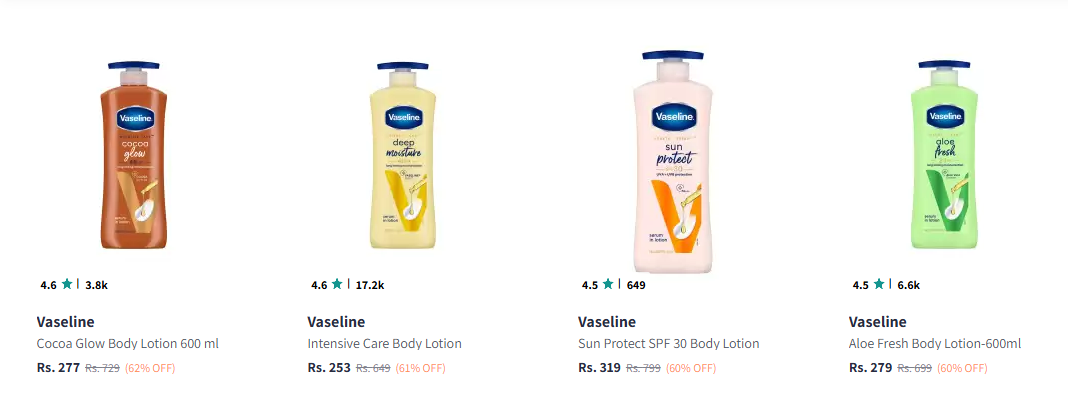 Image of Vaseline Body Lotion up to 62% Discount