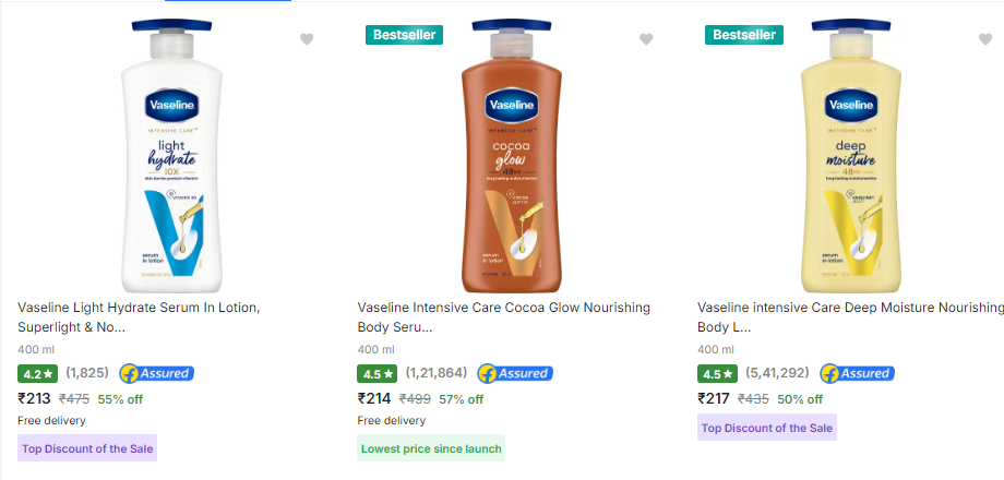 Image of Vaseline Moisturizer Minimum 50% Discount 