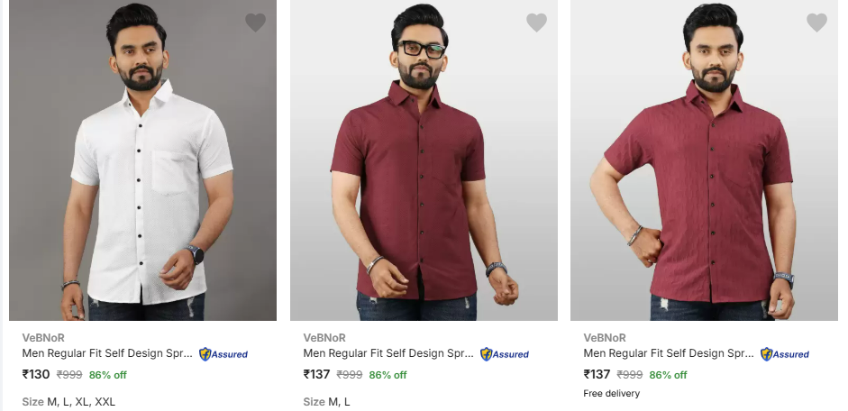 Image of VeBNoR Men Fashion Shirt Starting @ ₹130