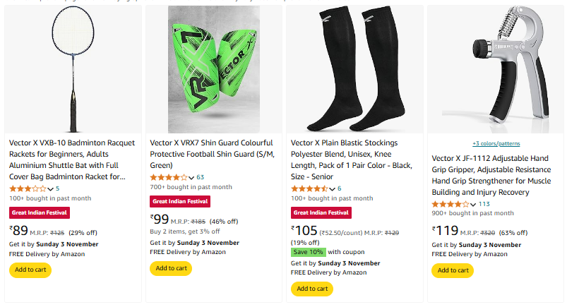 Image of Vector X Sports & Fitness Gear Starting At ₹89.