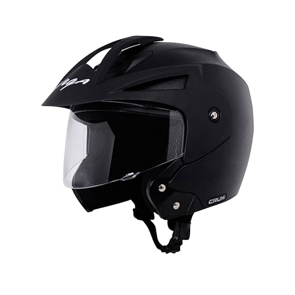 Image of Vega Crux ISI Certified Flip-Up Helmet for Men and Women with Clear Visor(Black, Size:M)