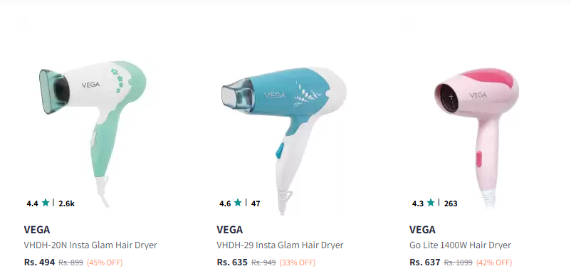 Image of Vega Hair Dryer Start From ₹494