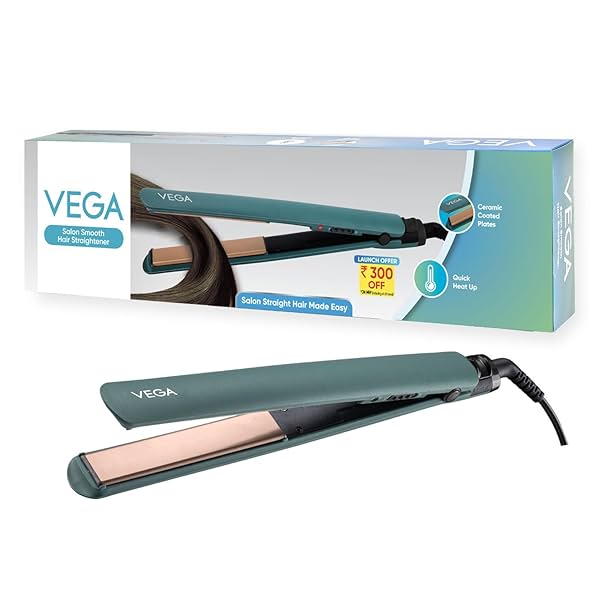 Image of Vega Salon Smooth Hair Straightener for Women with Ceramic Coated Plates,