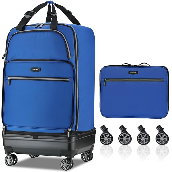 Image of Verage Expandable Foldable 24-28 Inch Luggage Bag - Lightweight, Detachable Spinner Wheels (Blue)